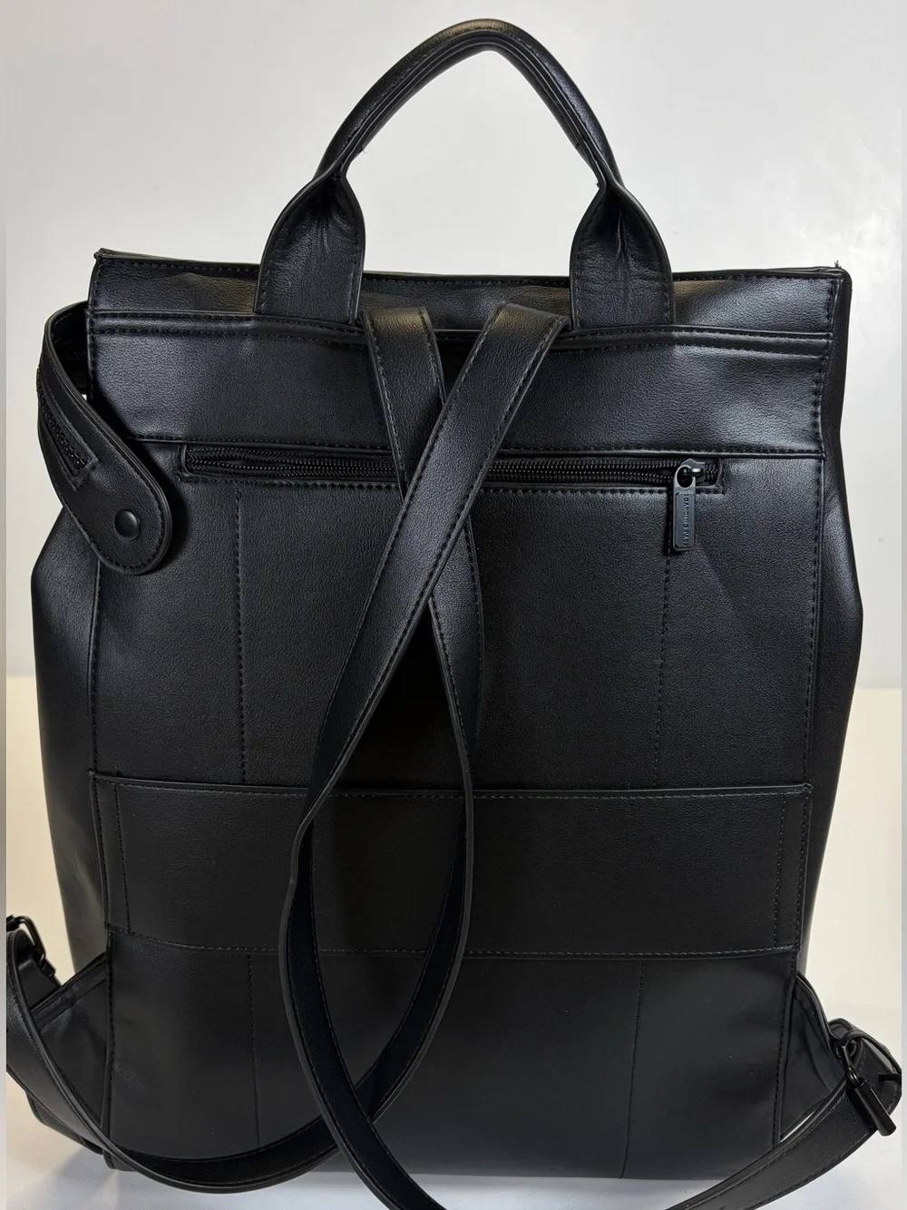 Boarding Pass Black Faux Leather Travel Backpack Tote Carry-On Bag NWT